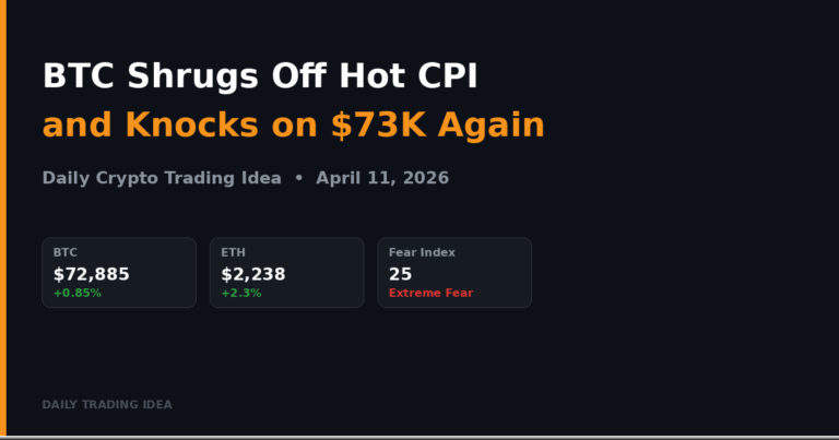 BTC Shrugs Off Hot CPI and Pushes $73K – Daily Crypto Trading Idea (April 11 2026)